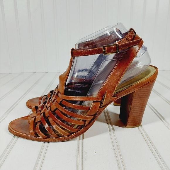 Nina Shoes - Nina Brown Leather Strappy Heleed Sandals C92